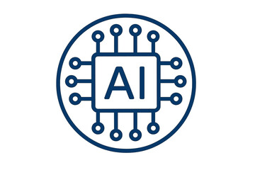 Poster - The Chip Digital Logo features an abstract  AI vector design in Linear Outline style, incorporating elements of electronics, circuit, and circle shape into its logotype icon