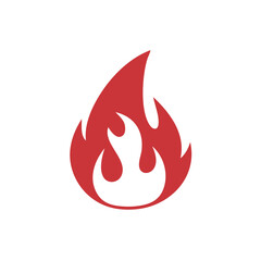 Poster - Stylized Red Flame Icon on Black Background Hot Burning Fire Design Element