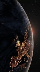 Wall Mural - Planet earth 3D orbital animation with realistic geography surface and clouds atmosphere . Spinning world globe sphere showing continents and ocean view .