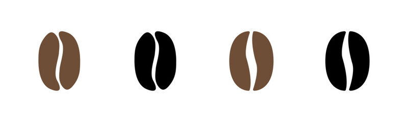 Poster - Stylized Organic Shaped Brown and Black Coffee Bean Symbol Icon Set. Vector Image.	