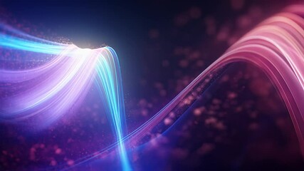 Poster - Digital purple particles wave and light abstract background with shining particles