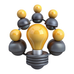 Fototapete - 3d rendered lightbulb idea network isolated on transparent background
