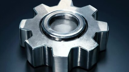Leinwandbilder - Metal gear with a polished finish on a dark background showcasing industrial design and craftsmanship in close-up detail