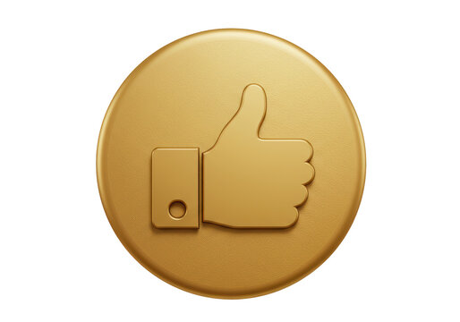Isolated Gold Like Button for Social Media Engagement