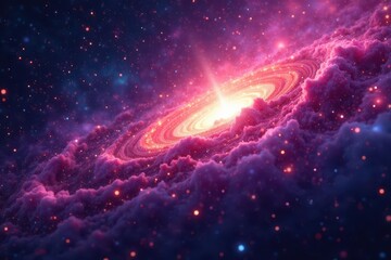Wall Mural - Abstract cosmic nebula with vibrant flare and glittering stardust , glowing, galaxy