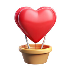 Aufkleber - Heart shaped hot air balloon 3d rendering icon isolated on white background representing love and romance