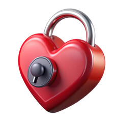 Poster - Heart shaped lock with keyhole 3d rendering icon isolated on background security and romance
