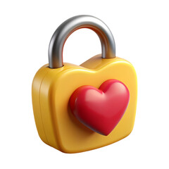 Poster - Heart shaped padlock love symbol 3d rendering icon isolated on white background,security and romance