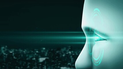 Poster - futuristic robot artificial intelligence huminoid ai for industrial factory technology development a
