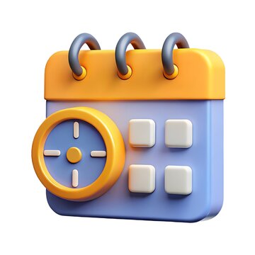 3D Render of a Colorful Calendar Icon with Time Management Symbol