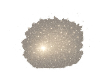 Poster - Golden glitter sparkles around a bright star on a transparent background, creating a magical and festive atmosphere