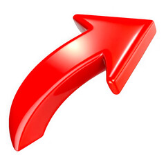 Leinwandbilder - Glossy red upward curved arrow symbol isolated on transparent background