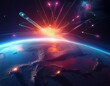 © James - planet earth electromagnetic pulse over the surface of the planet satellite star explosion space universe