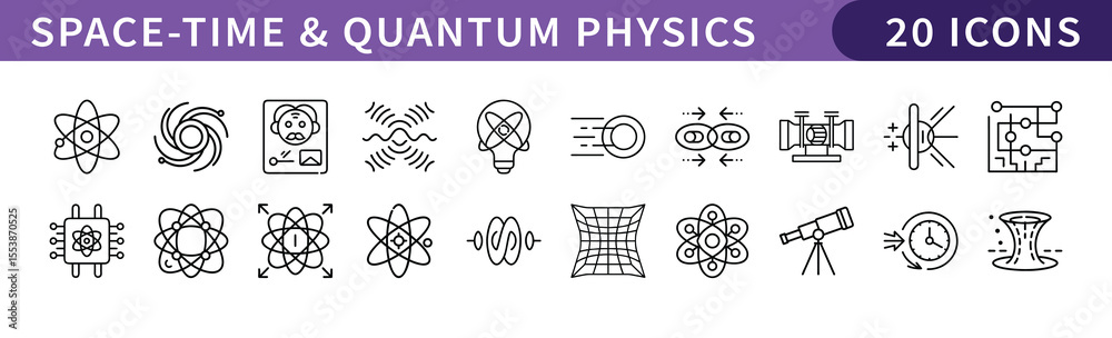 Space-Time and Quantum Physics Icons Set, A collection of 20 icons ...
