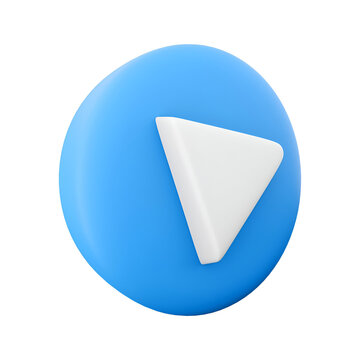 A blue circular button with a white play icon, commonly used in media applications for playback functions.