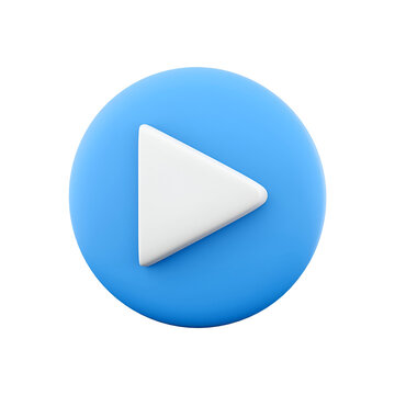 A blue circular button featuring a white play icon, commonly used to indicate playback in media applications.