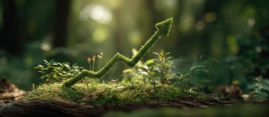 Aufkleber - Close-up of a tiny green caterpillar on moss-covered log in a lush vibrant forest setting with soft sunlight filte through trees