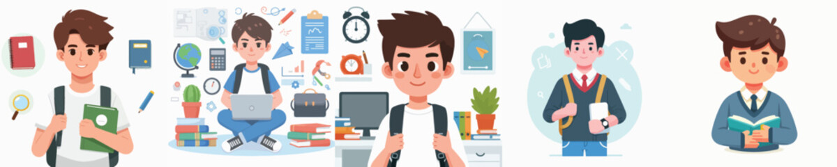 vector of a male college student