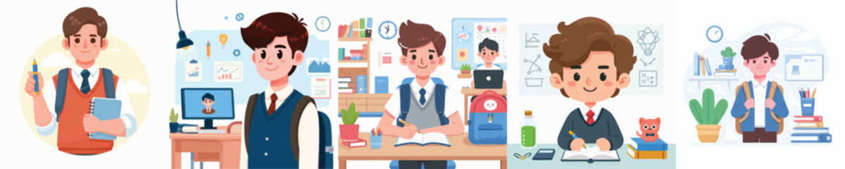 vector of a male college student