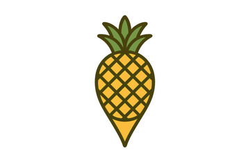 Poster - Stylized pineapple fruit merged with location pin symbol, creating a unique icon with transparent background