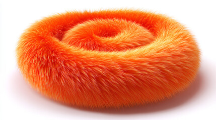 Poster - Spiral soft shape with orange fur, isolated on white background. 3d rendering. Stock Illustration