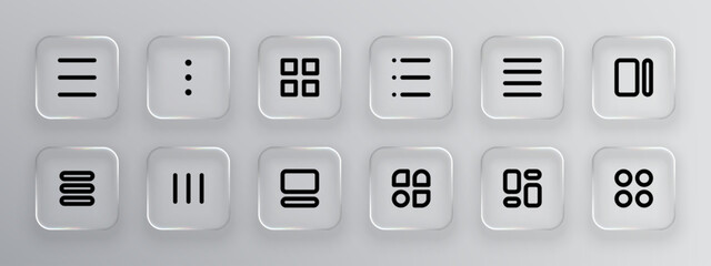 Poster - Collection of app interface icons as liquid glass vector, user friendly design set for modern digital applications