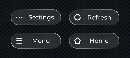 Poster - Liquid glass interface with settings, refresh, menu, and home buttons for modern user experience design element