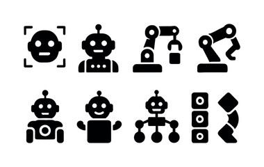 Poster - Robotics and automation solid icon set: industrial and ai machine symbols