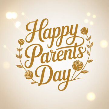 Happy Parents Day elegant vector calligraphy, typography poster design, decorative text, white background, celebration theme.
