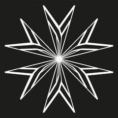 Poster - Star outline form. Radial line explosion. Geometric starburst shape. Vector abstract symbol.