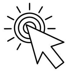 Aufkleber - Simple black and white line art icon representing a cursor clicking for help