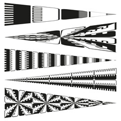 Poster - Decorative element set. Abstract pointed shapes. Graphic border Vector. Geometric pattern illustration.