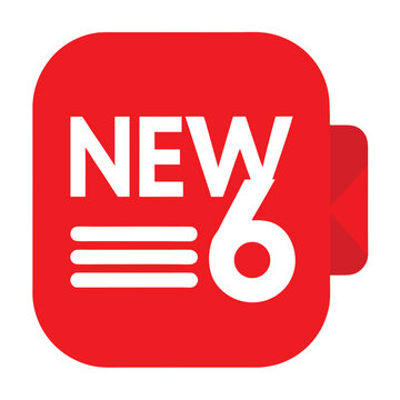 Red new label icon with white text clean and modern design element