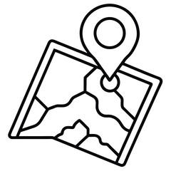 Poster - Clean line art icon representing a map board with black and white elements