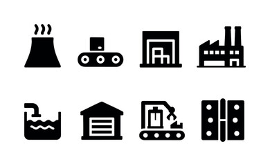 Poster - Industry and factory solid icon set. industrial, manufacturing icons collection