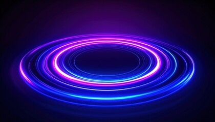 Poster - Abstract Glowing Circular Neon Light Design