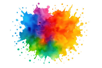 Poster - Vivid watercolor splash bursting with intense hues, generating dynamic artistic movement against transparent surface