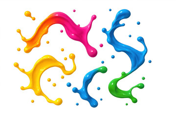 Poster - Vivid paint droplets splattering in multicolored hues, spreading dynamic artistic energy across transparent surface