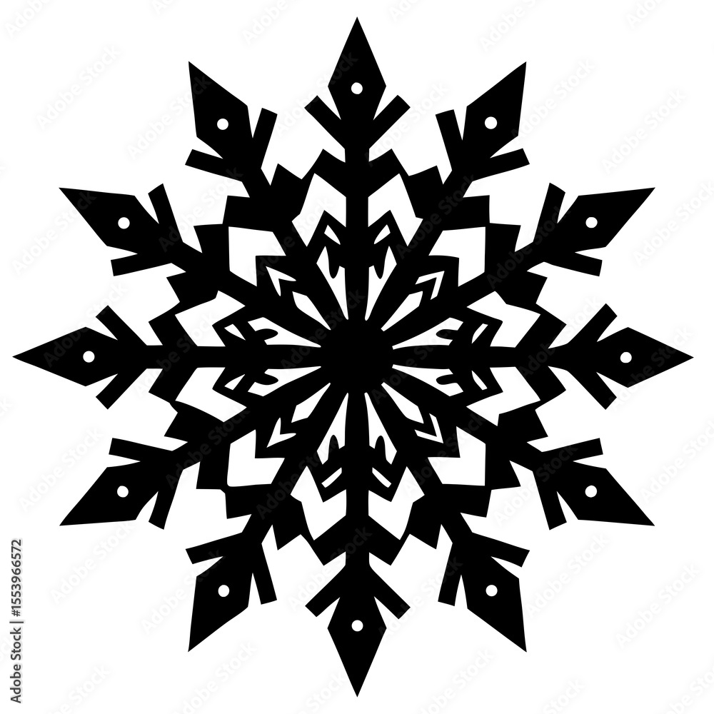 Snowflake Silhouette Vector: Intricate Winter Design, Snow Symbol ...