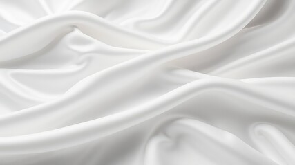 Poster - Elegant folds of pure white fabric cascade in a soft, inviting display of texture and subtle light play