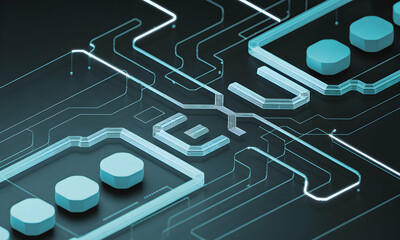 Poster - Abstract Circuit Board Design Interconnected Nodes and Pathways