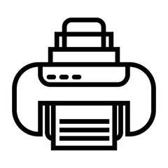 Leinwandbilder - outline icon of a refillable ink tank printer with paper output and control buttons, ideal for modern office or home use.