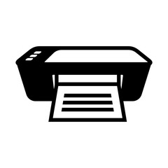 Leinwandbilder - vector icon of a modern printer with a paper sheet output, symbolizing printing tasks or office equipment.