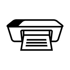 Leinwandbilder - Black line icon of a modern inkjet printer printing a document, commonly used in home or office environments.