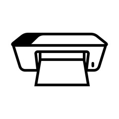 Leinwandbilder - Black line icon of a basic printer with an empty paper tray, representing a simple printing device or idle status.