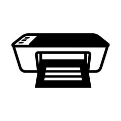 Leinwandbilder - Black line icon of a standard printer with a document coming out, representing printing or office equipment.