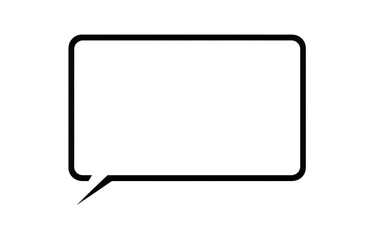 Poster - A minimalist black square with rounded corners and a small, thin pointer extending from its lower-left corner, resembling a speech bubble or chat box