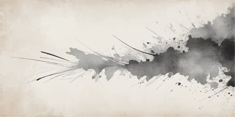 Aufkleber - Abstract grunge texture with a vintage black and white frame, splattered ink design, and artistic paint stains creating a retro border illustration