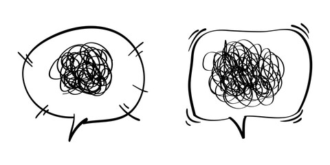 Poster - hand drawn scribble sketch circle object on set. Tangled grungy round scribble. isolated on white background. doodle vector illustration