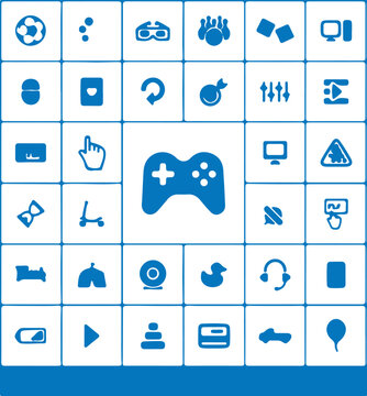 Blue Gaming and Entertainment Glyph Icon Set with Gamepad